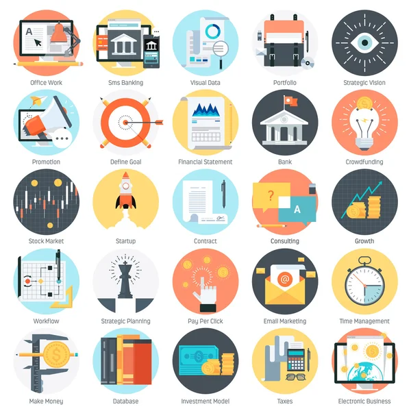 Business and finance theme, flat style, colorful, vector icon se — Stock Vector