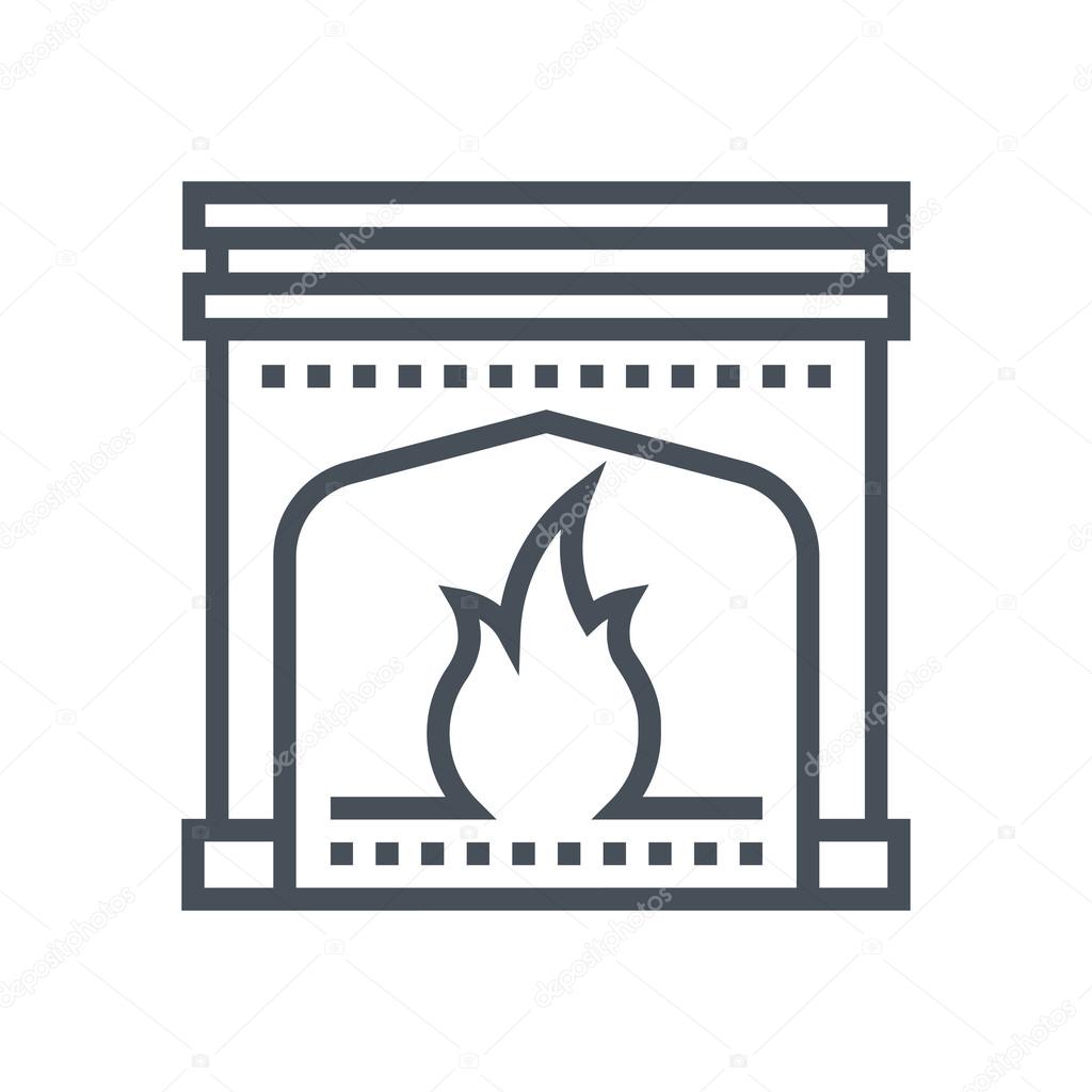 Fireplace line vector icon