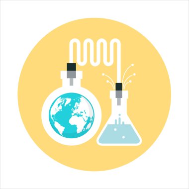 Experiment, globe flat style, colorful, vector icon
