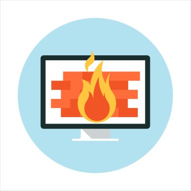Firewall theme, flat style, colorful, vector icon