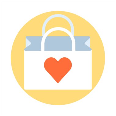 Shopping bag theme, flat style, colorful, vector icon