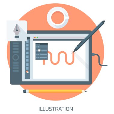 Resimde Tema düz stil, en az, şık renkli, vektör