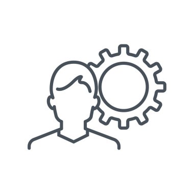 Male avatar and gear icon