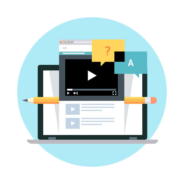 Вопросы и ответы, on line education flat style, colorful, v
