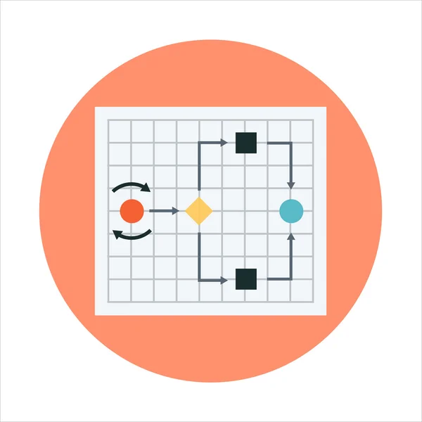 Diagrama de flujo, mapa mental Estilo plano colorido, icono de vector — Vector de stock