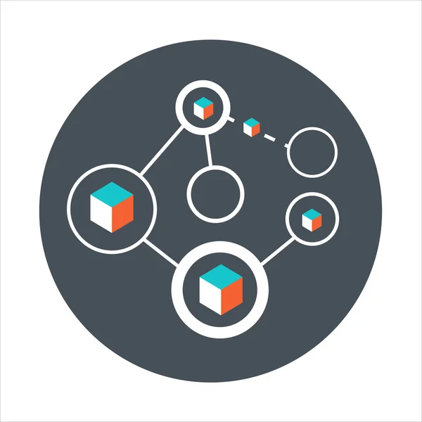 Tema di rete, stile piatto, colorato, icona vettoriale per info graphi — Vettoriale Stock