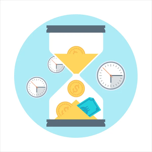 Time is money theme, flat style, colorful, vector icon — Stok Vektör