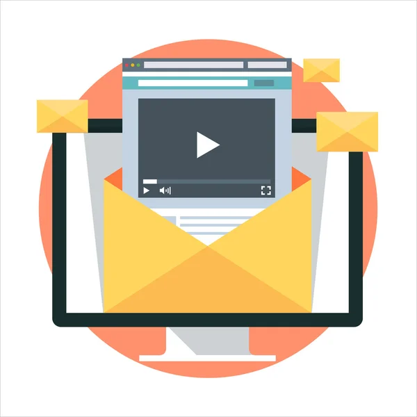 Video marketing theme, flat style, colorful, vector icon — ストックベクタ
