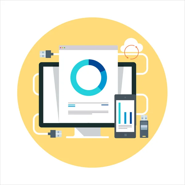 Business technologieën thema, platte, kleurrijk, vector stijlicoon — Stockvector