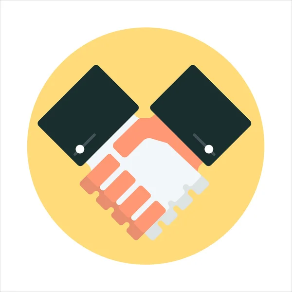 Hand shake flat style, colorful, vector icon — Stock Vector