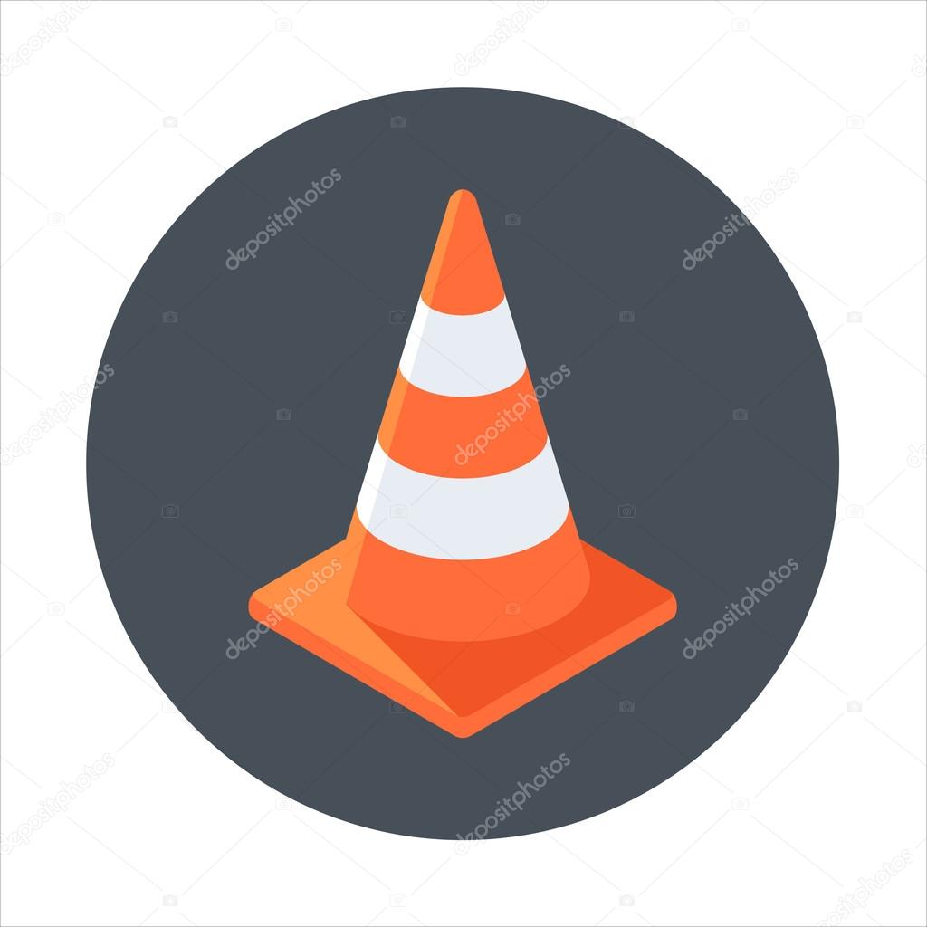 Cone, under construction flat style colorful, vector icon for info graphics, websites, mobile and print media.