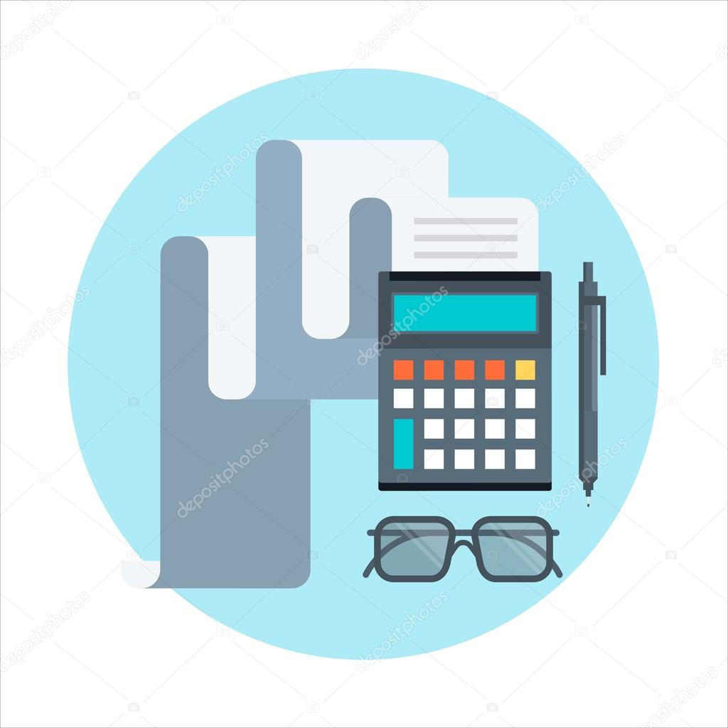Accounting, calculating theme, flat style, colorful, vector icon for info graphics, websites, mobile and print media.