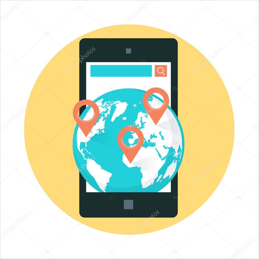 Mobile navigation flat style colorful, vector icon for info graphics, websites, mobile and print media.