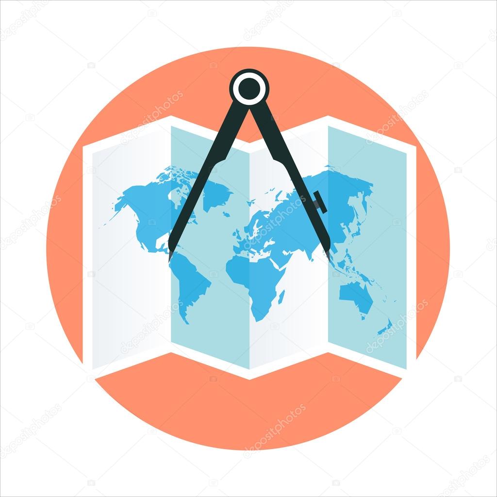 Geography theme, flat style, colorful, vector icon