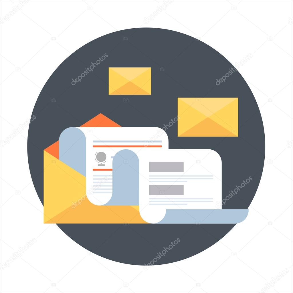 Business news, email theme, flat style, colorful, vector icon for info graphics, websites, mobile and print media.