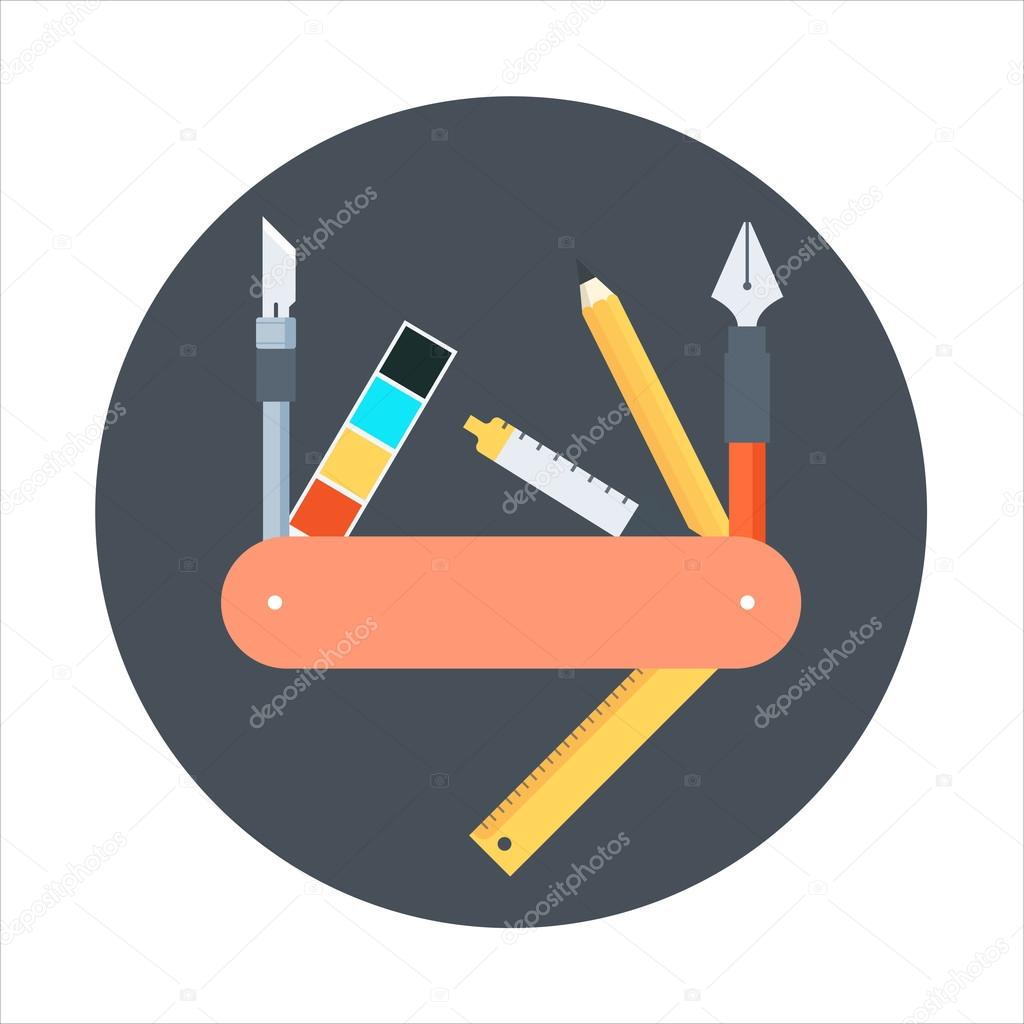Graphics design tools flat style, colorful, vector icon for info graphics, websites, mobile and print media.
