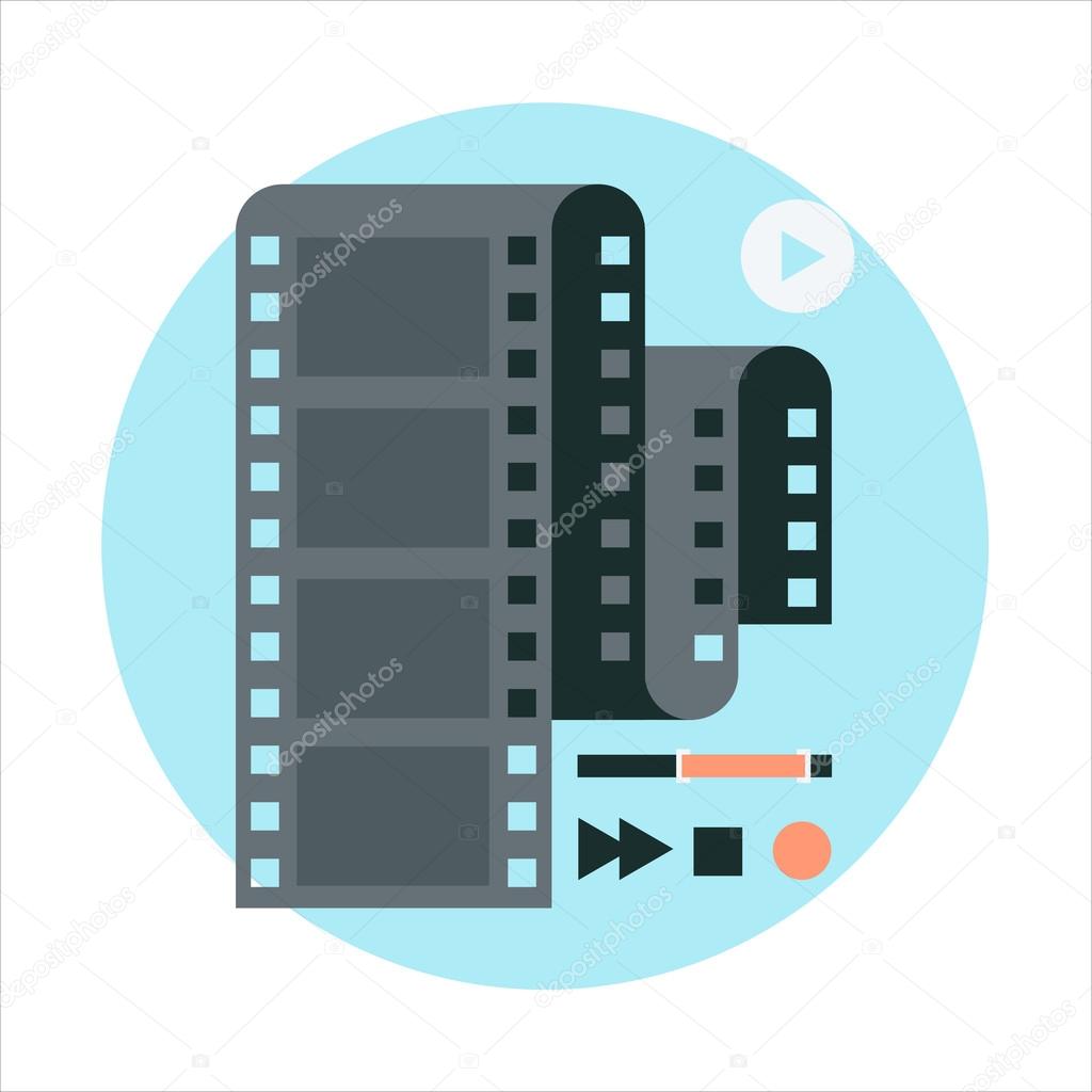 Video editting flat style, colorful, vector icon for info graphics, websites, mobile and print media.