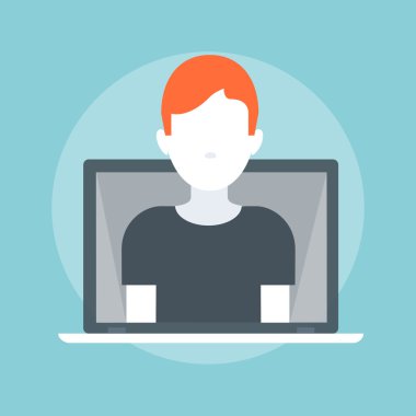 Erkek Avatar düz stil, renkli, vektör simgesi