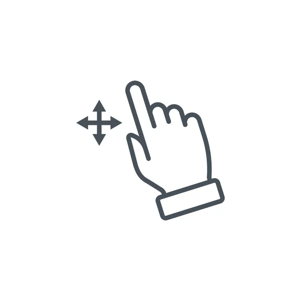 Multi touch, mano, dedo, icono de gesto — Vector de stock