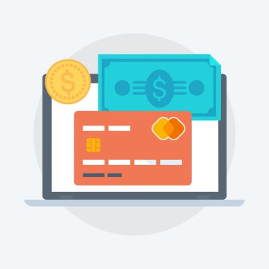 Ödeme yöntemleri düz stil, renkli, vektör simgesi