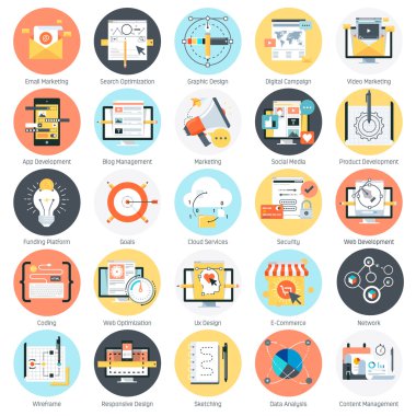 Arama Motoru Optimizasyonu Tema Icon set