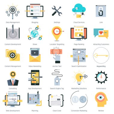 Arama Motoru Optimizasyonu Tema Icon set