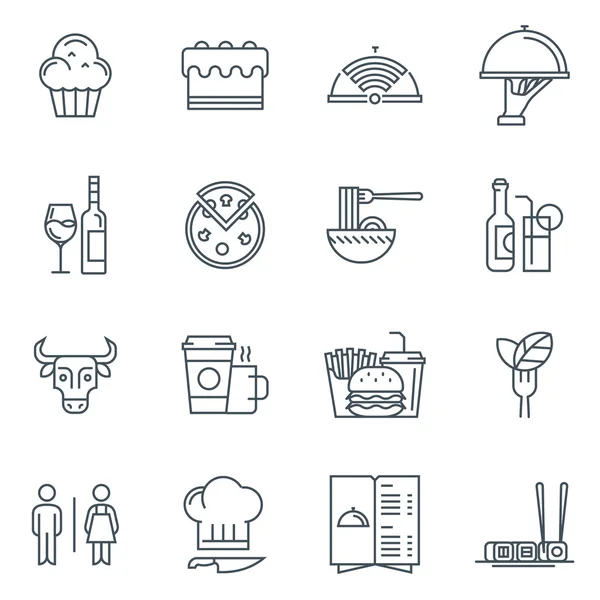 Restaurante icono conjunto — Vector de stock