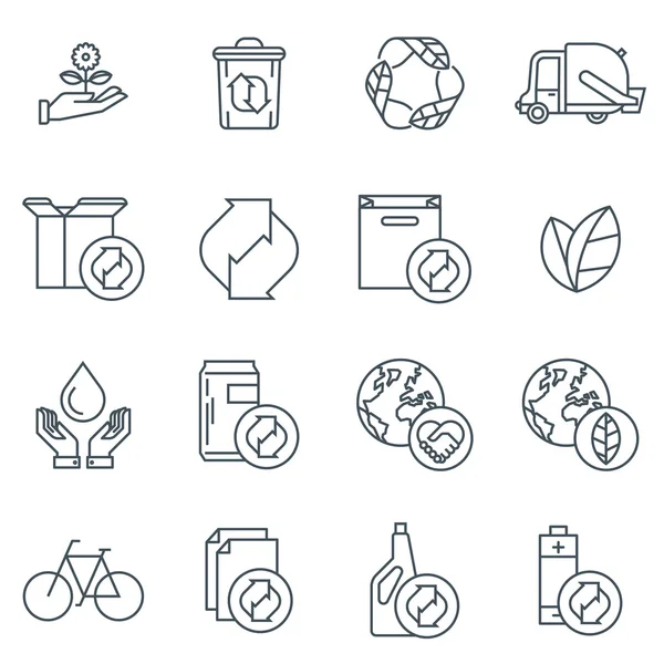 Reciclaje icono conjunto — Vector de stock