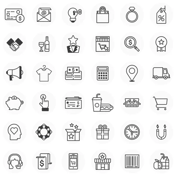 Tema de compras icono conjunto — Vector de stock