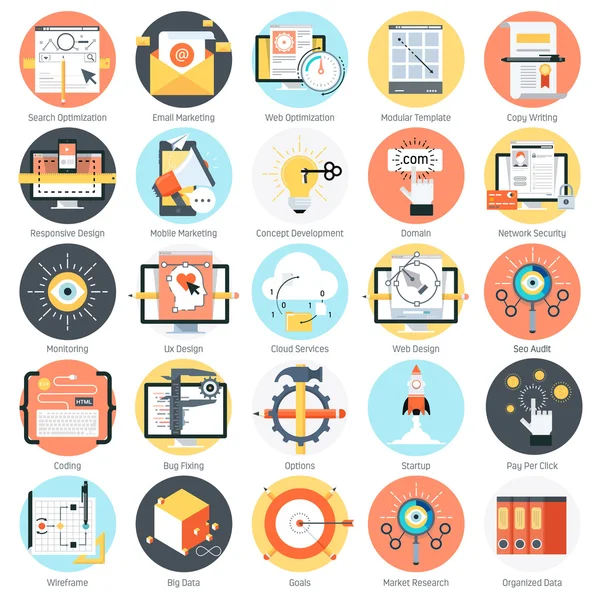 Search engine optimisation theme icon set — Stock Vector