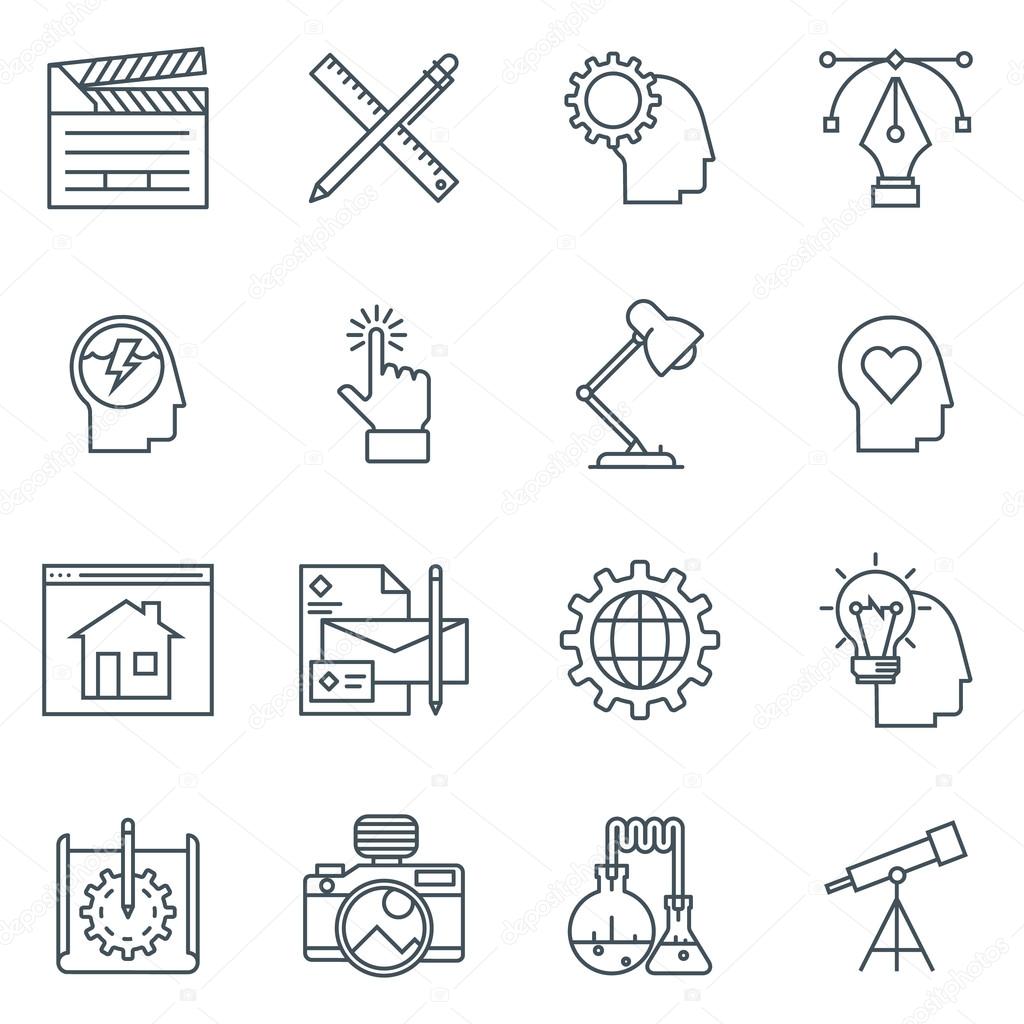 Design and  development icon set suitable for info graphics, websites and print media. Black and white flat line icons.