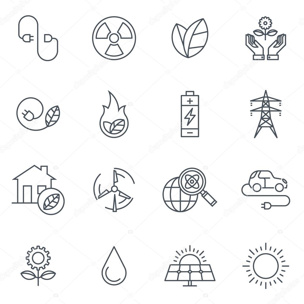 Green energy icon set