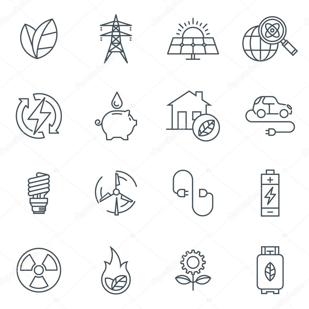 Green energy icon set