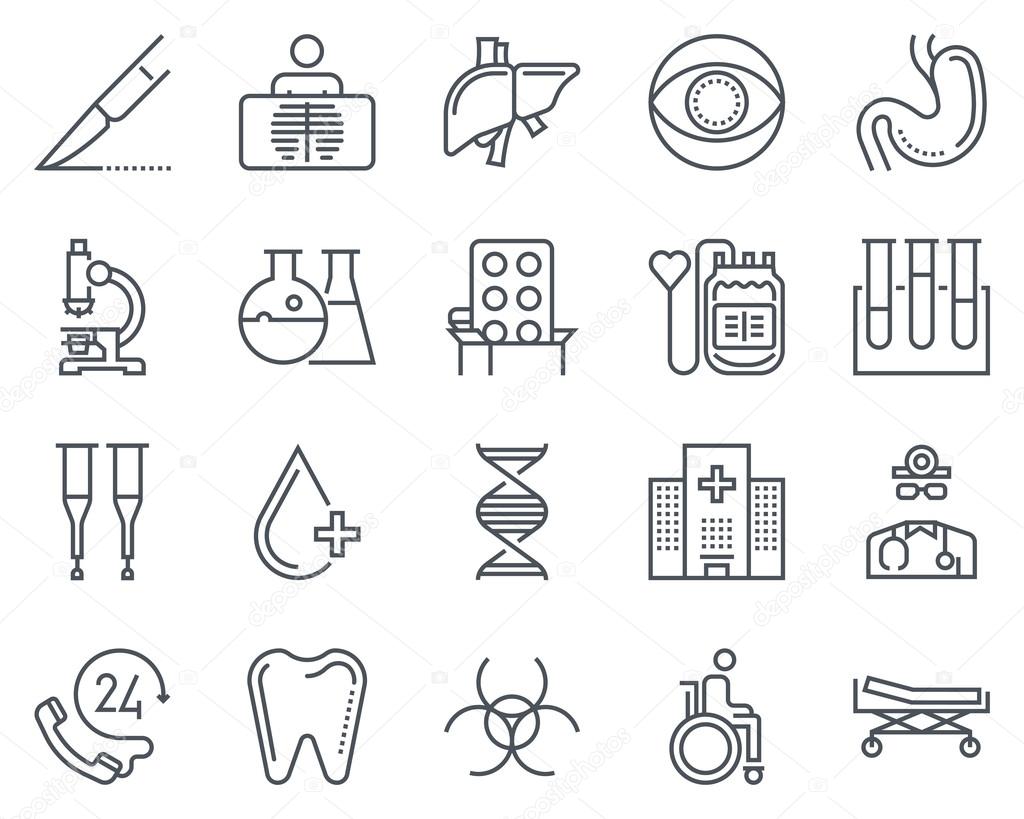 Hospital Icon Set Vector Image By C Howcolour Vector Stock 96324706