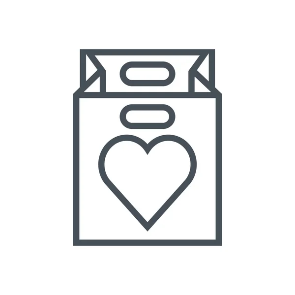 Día de San Valentín icono bolsa de compras — Vector de stock