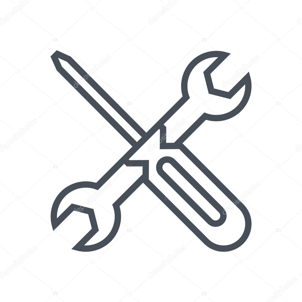 Settings, wrench and screwdriver icon