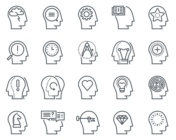 Human head, business and motivation icon set — Stock Vector