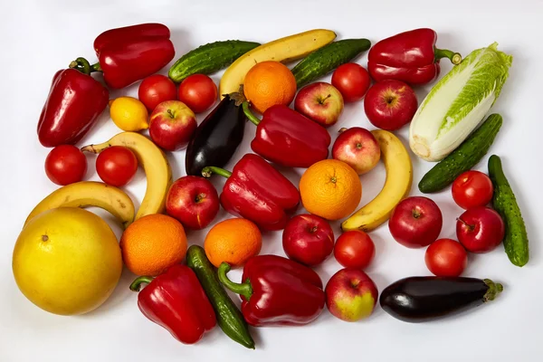 Egy csomó gyönyörű zöldség és gyümölcs — Stock Fotó