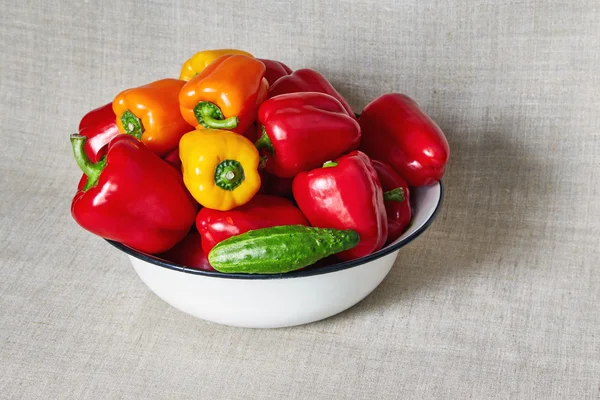 Bir havza olgun çok renkli sebze yatıyor