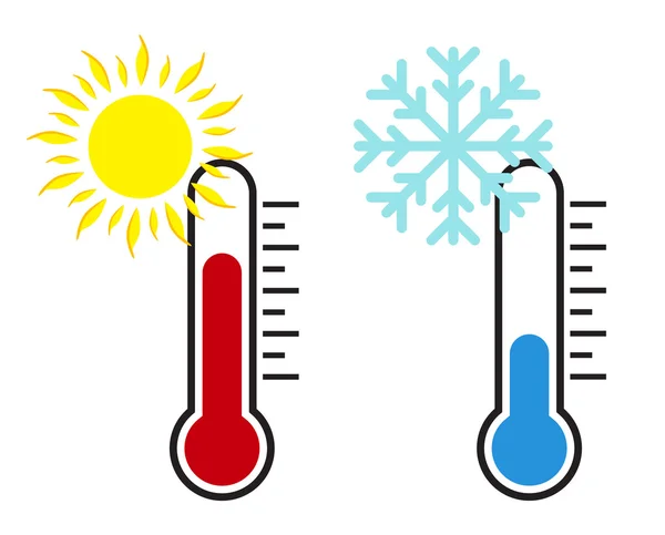 Thermometer with sun and snow — Stock Vector