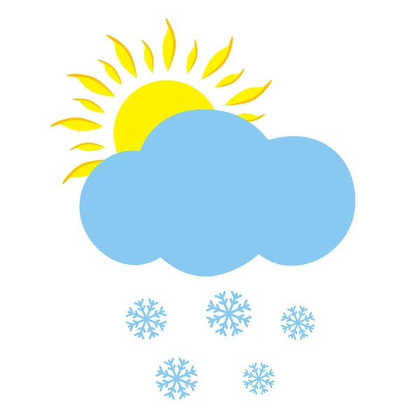 Cloud with sun and snowflakes — Stock Vector