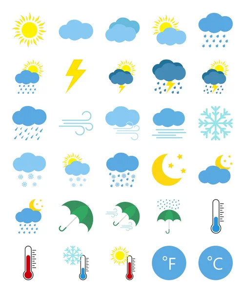 Weather forecast. Flat icons. — Stock Vector