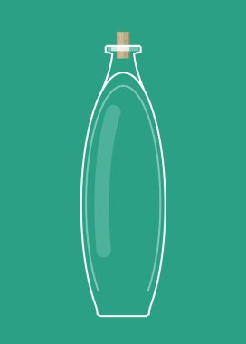 Cork kap ile boş şeffaf cam şişe. Vektör çizim