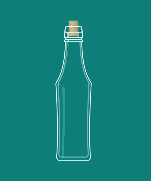 Пустая прозрачная стеклянная бутылка с пробковой крышкой. Векторная миграция — стоковый вектор