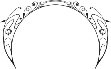 Çerçeve çiçek deseni. Siyah siluet. Vektör çizim