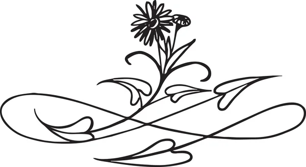 Resumen del patrón floral. Silueta negra. Ilustración vectorial — Vector de stock