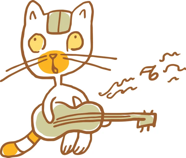 재미 있은 고양이 기타를 연주. 벡터 일러스트입니다. 시리즈의 부분 — 스톡 벡터