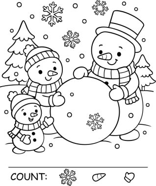 Christmas printable coloring page for kids kindergarten preschool elementary. Vector illustration