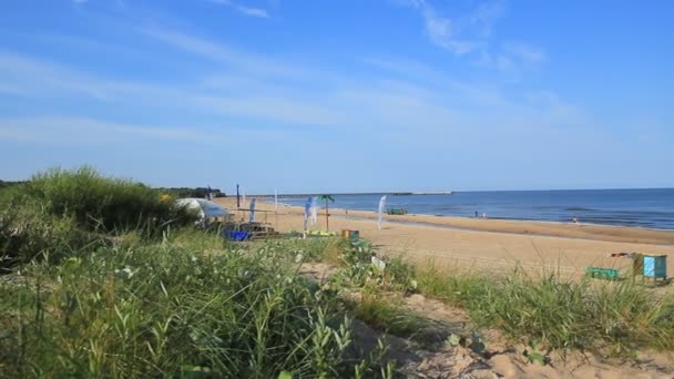 Zandstrand en zee golven — Stockvideo