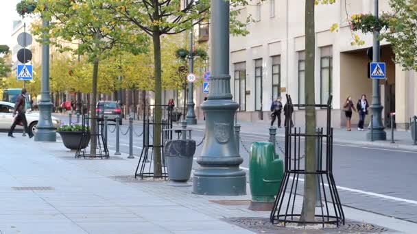 Пешеходы, идущие по улице — стоковое видео